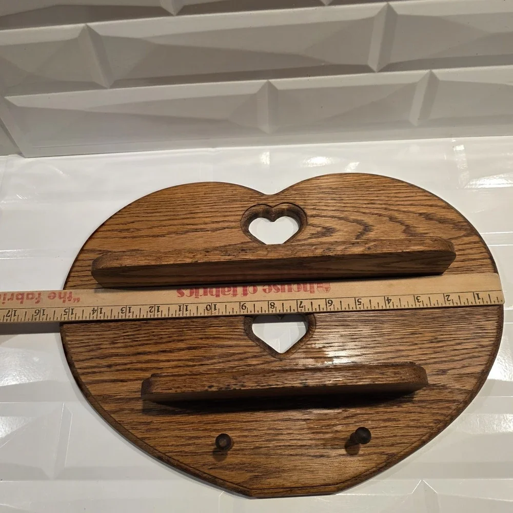 Vintage Cottage Core Style Heart Shaped Solid Wood Wall Shelf  15
